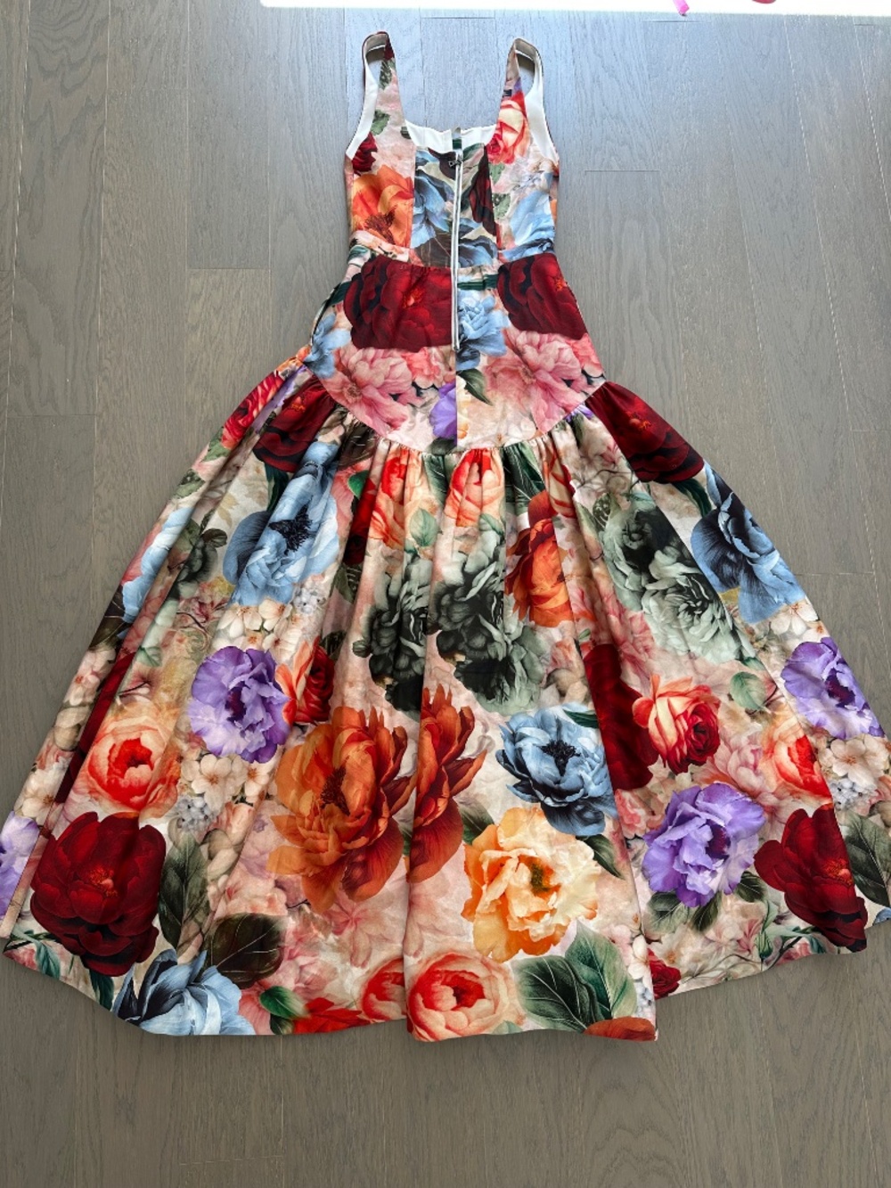 Alice + Olivia Diana Gown Maxi Dress Storm Floral Large Drop Waist - Size 2 XS - Picture 6 of 11